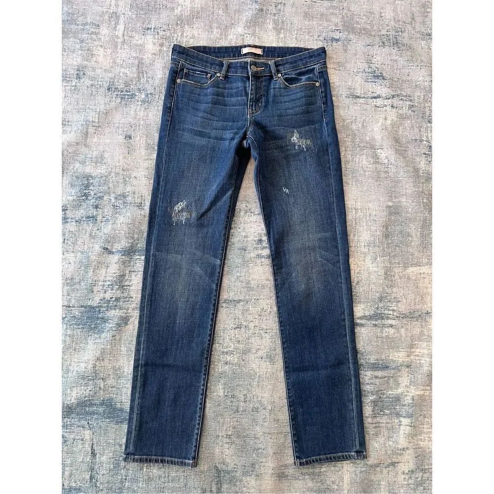 Uniqlo Blue Distressed Slim Fit Tapered Leg Denim Jeans Size 27 x 33
